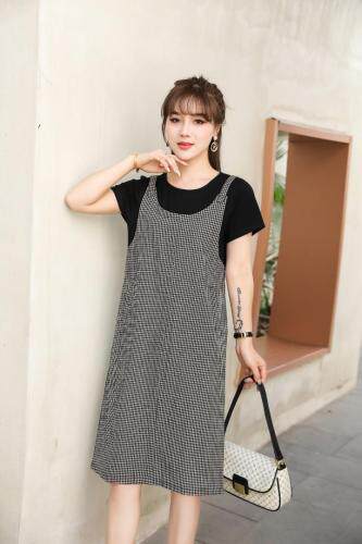 针织棉麻拼接连衣裙，女装连衣裙，平凡人生