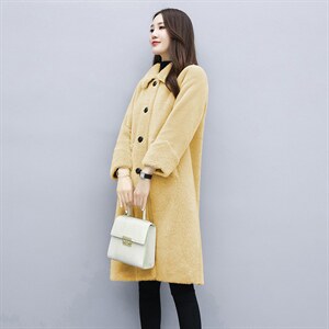 2022秋冬韩版中长颗粒绒时尚气质100%毛外套女皮毛一体图片