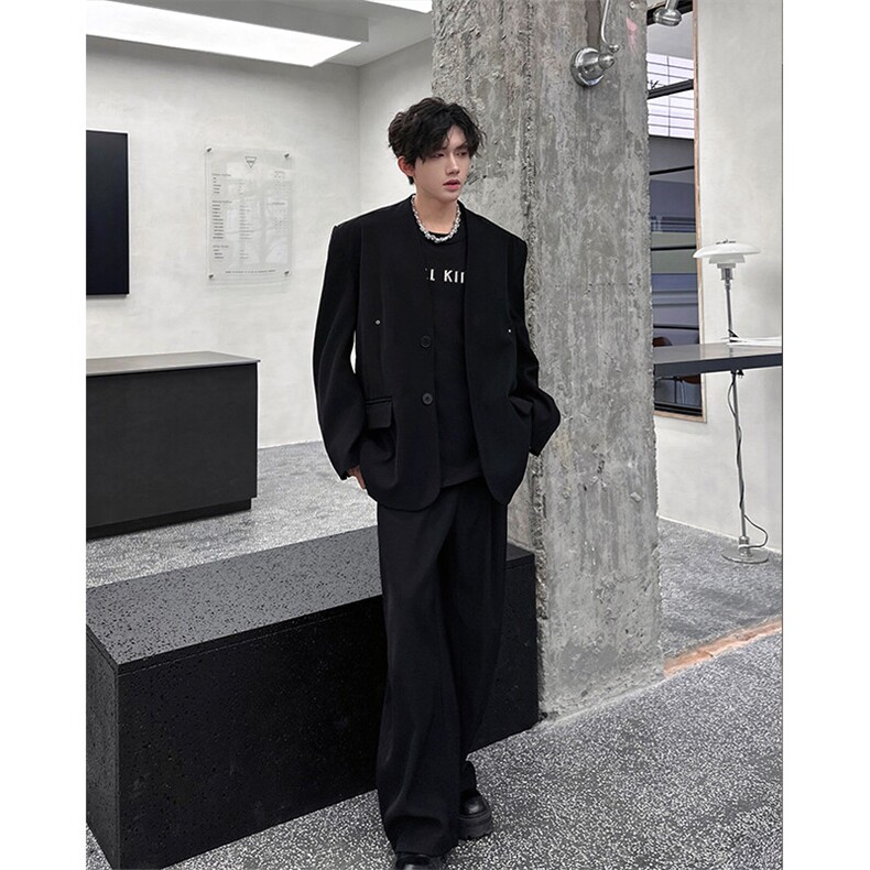 韩版休闲西装套装外套高级痞帅宽松韩版西服外套西裤整套搭配P140,男装西服,电商B319