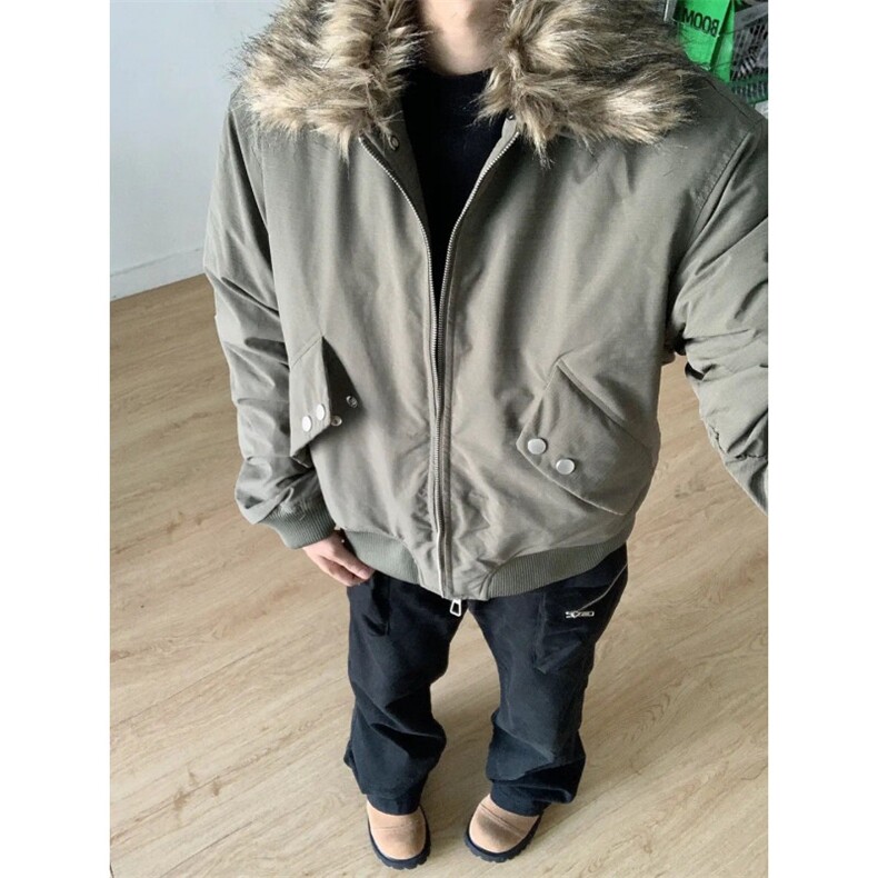 【有货】S476CC-特P98毛领工装棉服男加厚短款飞行夹克外套,男装夹克,星座1007（原301D）