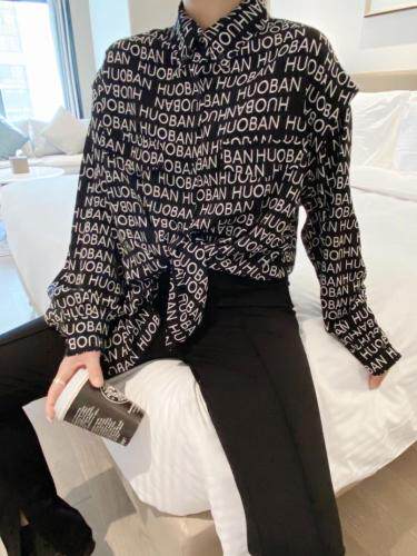 大版宽松印字衬衣，女装，OU XI NI 欧希倪