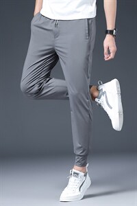 男士休闲裤2023春夏季新款中年男士直筒裤运动长裤潮商务休闲男装图片