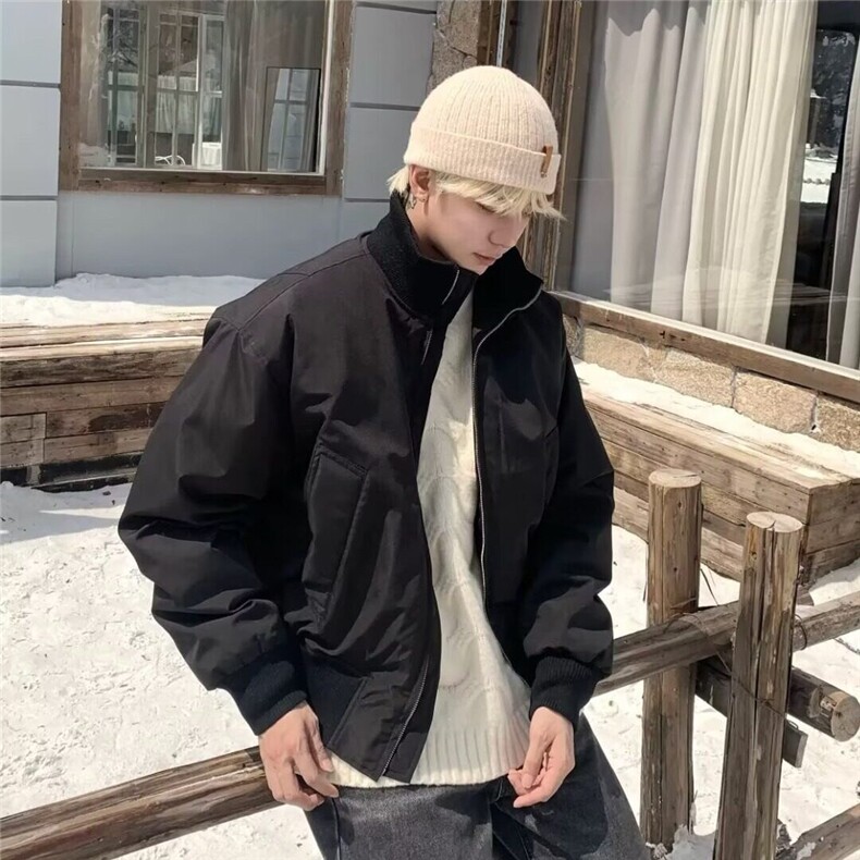 立领棉服男韩版潮流高街痞帅休闲百搭面包服廓形飞行员高级感外套图片