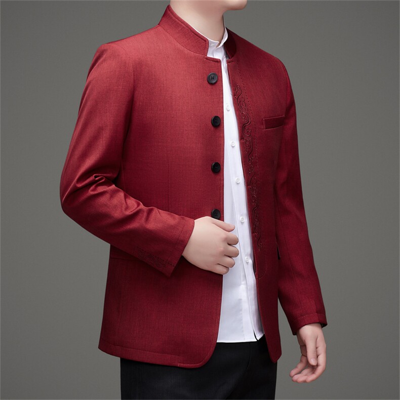 主推新款高品质中山装西服外套男士中年风新中式唐装西服上衣,男装西服,钱塘723
