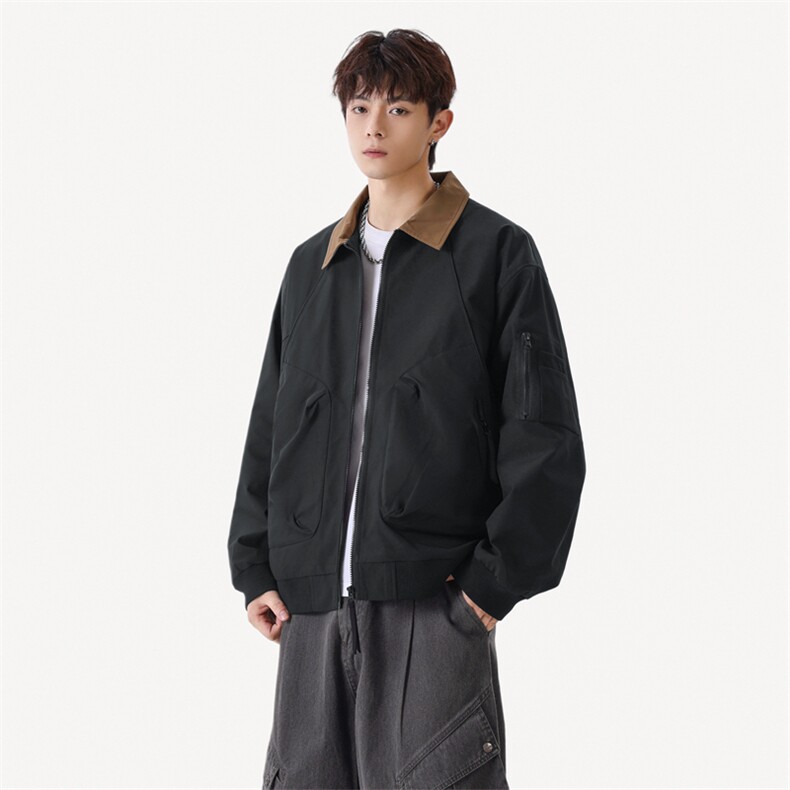 美式飞行员夹克男款解构弯刀短款外套廓形翻领棒球服JK02557-P72,男装夹克,星座308B-2