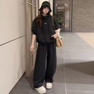 1506A/G2950/P79时尚套装女冬季新款洋气豹纹连帽卫衣阔腿裤休闲图片
