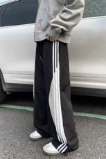 8XL-M加绒加厚条纹工装裤束脚休闲阔腿美式运动裤男K9116P58控78，男装休闲裤，电商D206-1