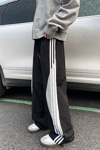 8XL-M 加绒加厚条纹工装裤束脚休闲阔腿美式运动裤男K9116P58控78图片