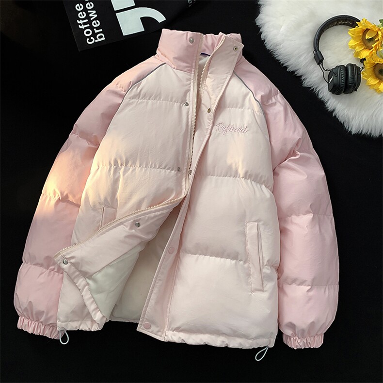 EQ356冬季拼接撞色棉服外套男女情侣装面包服棉衣2024新款,男装棉衣,电商C306-1