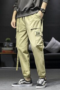 2021春季新款休闲工装裤宽松港风大码束脚裤哈伦九分裤K822-P55图片