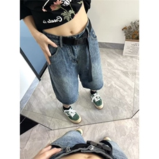 美式高街拉链破洞牛仔裤男复古做旧阔腿五分裤夏季潮牌ND934，男装牛仔裤，星座1116A（原606A-3）