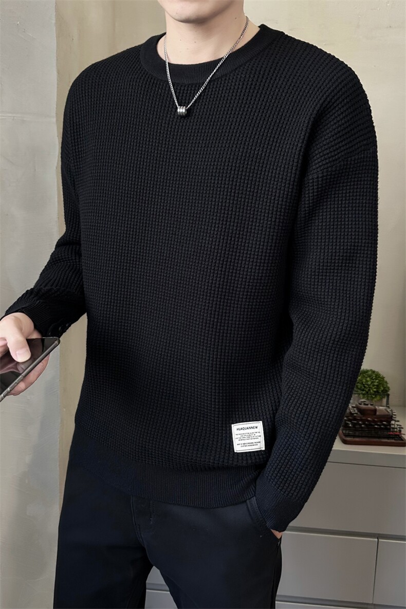 B353MY909P80黑2024店主宽松秋冬男士潮版针织衫套头毛体男,男装针织衫/毛衣,电商B353