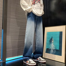 8XL-M美式渐变色特大码牛仔裤男加肥加大码重工艺K909P50控价68，男装牛仔裤，电商D206-1