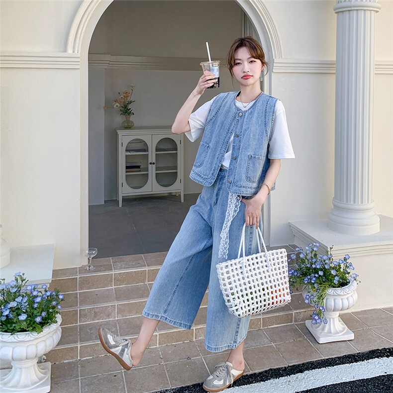 现货马甲九分裤+白T三件套2013-P175-K238,女装套装/套裙,2C176