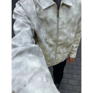 722-P62 美式重磅扎染翻领衣夹克男女宽松痞帅复古高级感飞行员图片