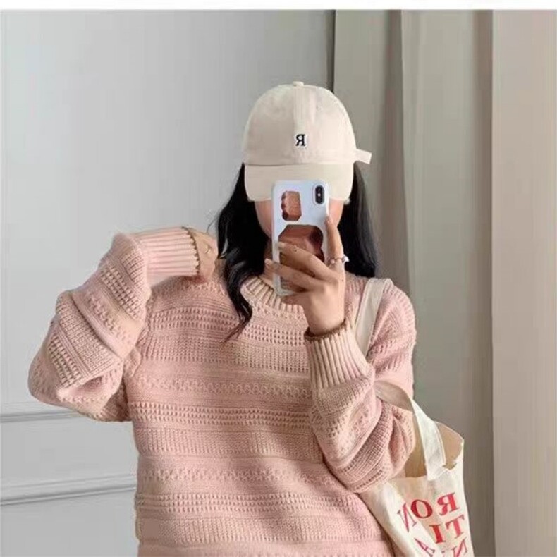 秋冬季羊毛复古绞花撞色领口时髦百搭羊毛衫,女装羊毛衫,锦瑟羊绒