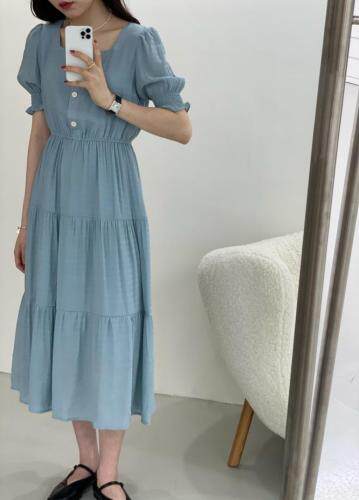 夏季小清新纯色连衣裙，女装连衣裙，晗梦轩