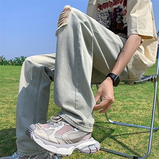 破洞牛仔裤男小直筒B342-K7035-P55直播品质，男装牛仔裤，电商B342