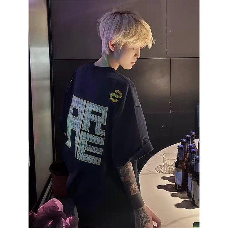 万针全刺绣工艺抖音得物高品质260克重磅纯棉双纱美式高街短袖T恤,男装T恤,电商A486