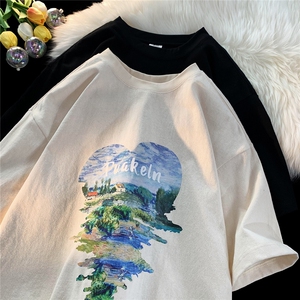 夏季油墨印花短袖百搭T恤D329-QM578-P25-控39图片