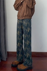 B221美式ins高街暗黑宽松直筒提花牛仔裤LK24398-特P52控88，男装牛仔裤，电商B221