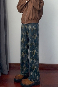 B221 美式ins高街暗黑宽松直筒提花牛仔裤LK24398-特P52控88图片