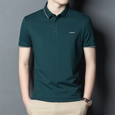 短袖T恤男翻领绣标时尚上衣夏季中年男士商务休闲纯色爸爸夏装潮，男装T恤，电商B212（原钱塘6029）