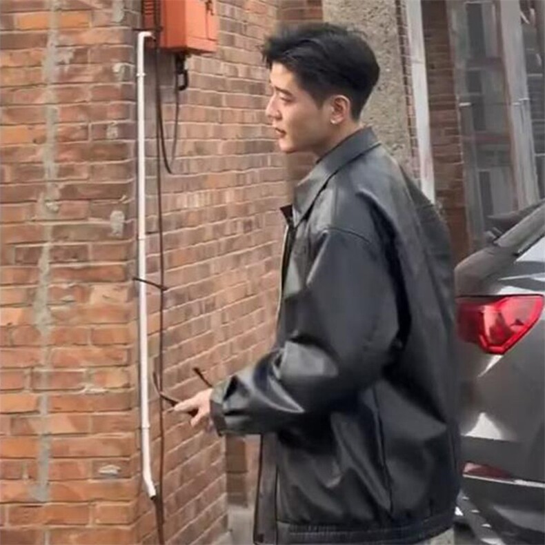 美式复古做旧皮衣夹克春秋男女宽松潮流百搭翻领机车外套JK9109,男装夹克,星座208-5
