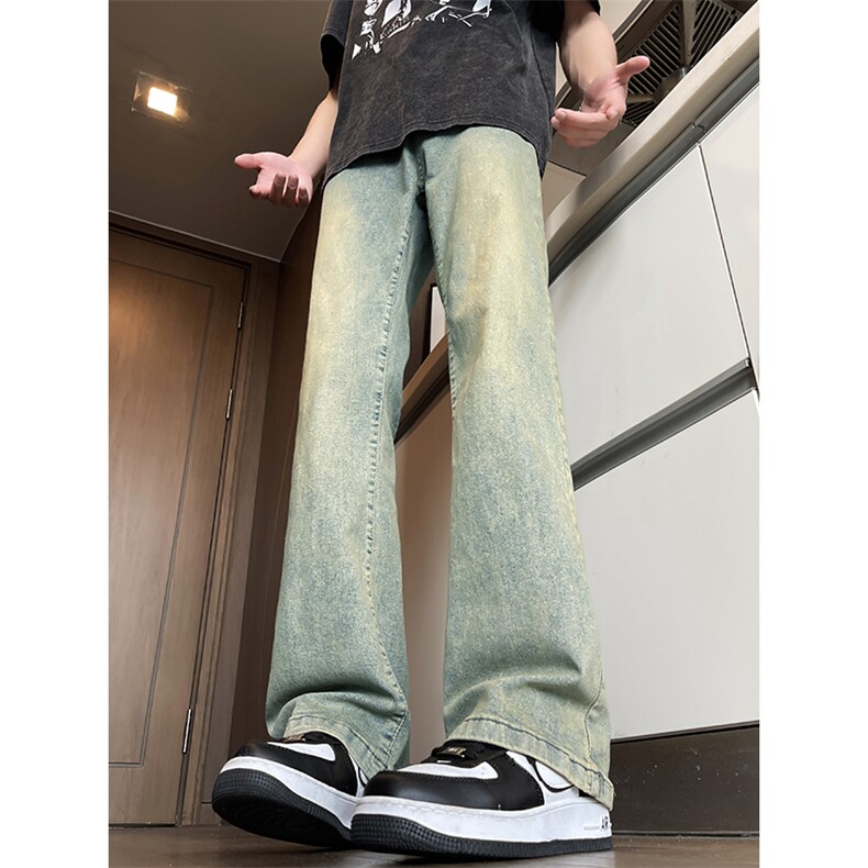 低角度弹力高品质牛仔长裤子男美式水洗基础净版修身微喇牛仔裤G,男装牛仔裤,星座910