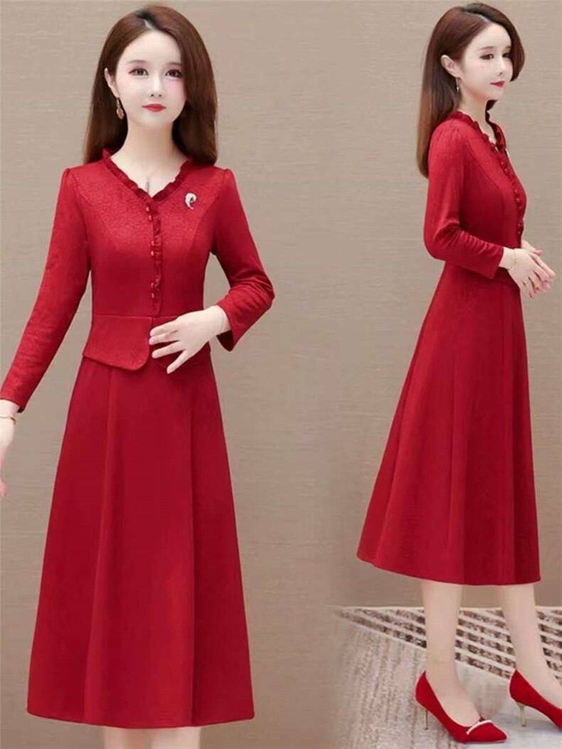 时尚妈妈旗袍连衣裙婚宴2025气质礼服新款洋气显中长瘦裙子,女装连衣裙,娇莉