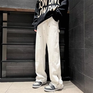 牛仔裤男秋冬美式潮牌高街vibe设计感拼接拉链牛仔裤N120P43图片