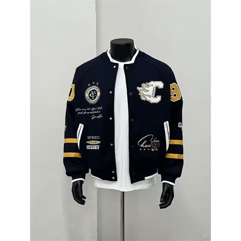 刺绣重工棒球服夹克男女街头潮牌学院风宽松运动小众外套JK13P72，男装夹克，星座1013-5