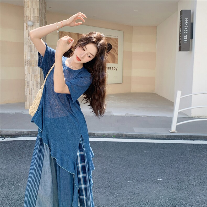 设计感不规则上衣套装裙女2025夏季新款宽松时尚显瘦半身裙两件套,女装套装/套裙,2C262
