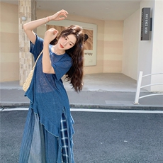设计感不规则上衣套装裙女2025夏季新款宽松时尚显瘦半身裙两件套，女装套装/套裙，2C262