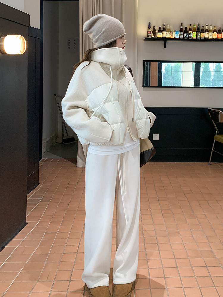 2025现货主推70毛双面呢拼90白鸭绒羽绒服191-6398-P295-K428,女装双面呢大衣,韩蜜菓