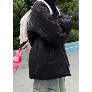 5W件现货冬季解构立领美式高街棉服厚外套男女夜光亮片满天星棉衣图片