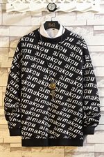 M07-P65日系男士大码秋季圆领字母针织套头毛衣外套黑色，男装针织衫/毛衣，电商B369（原A024）