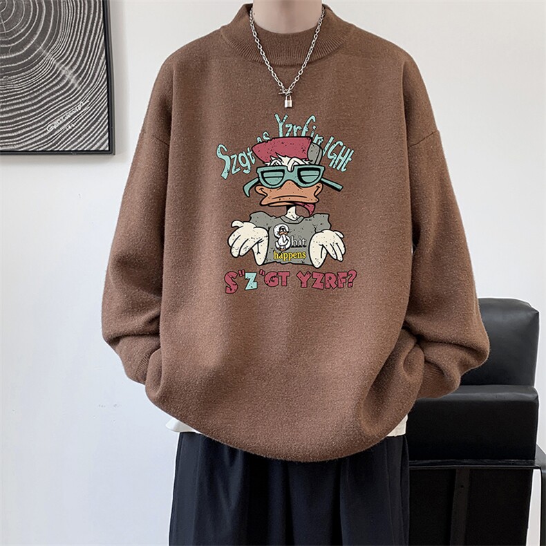 半高领毛衣男大码胖子针织衫毛线衣M18380-P45加绒款-P65，男装针织衫/毛衣，电商A040