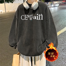 直播品质500克重磅美式做旧水洗卫衣SY1396-常规特P45加绒特P55，男装卫衣，电商A486