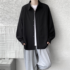 8XL-M泡泡纱盐缩肌理长袖衬衫男春季冰丝外套防晒衬衣CS29007P40，男装防晒衣，电商B312