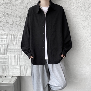 8XL-M泡泡纱盐缩肌理长袖衬衫男春季冰丝外套防晒衬衣CS29007P40图片