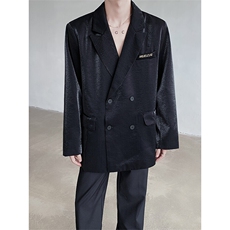 春装高级感液态流光垫肩西服外套男痞帅金属标装饰西装XF821P135，男装西服，星座512-1（原513-3）