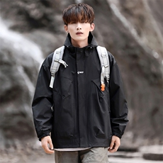 冲锋衣户外秋季情侣男士夹克连帽刺绣外套防水潮A266-JK8011-P45，男装夹克，电商A266