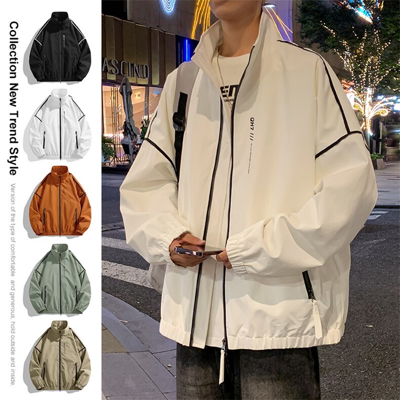 大码秋冬季棒球领夹克潮酷宽松工装风男外套JK452p65图片