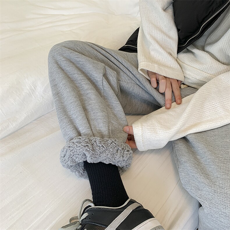 冬季重磅加厚羊羔毛华夫格束脚休闲裤XZ604-KP46-P65控78,男装休闲裤,星座604