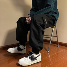 日系工装裤男秋春秋美式复古宽松休闲潮牌新款男生束脚裤子-KZ31，男装休闲裤，星座601-2