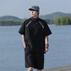 夏装运动休闲套装半拉链套头上衣短裤两件套TZ300P55，男装牛仔裤，电商C323