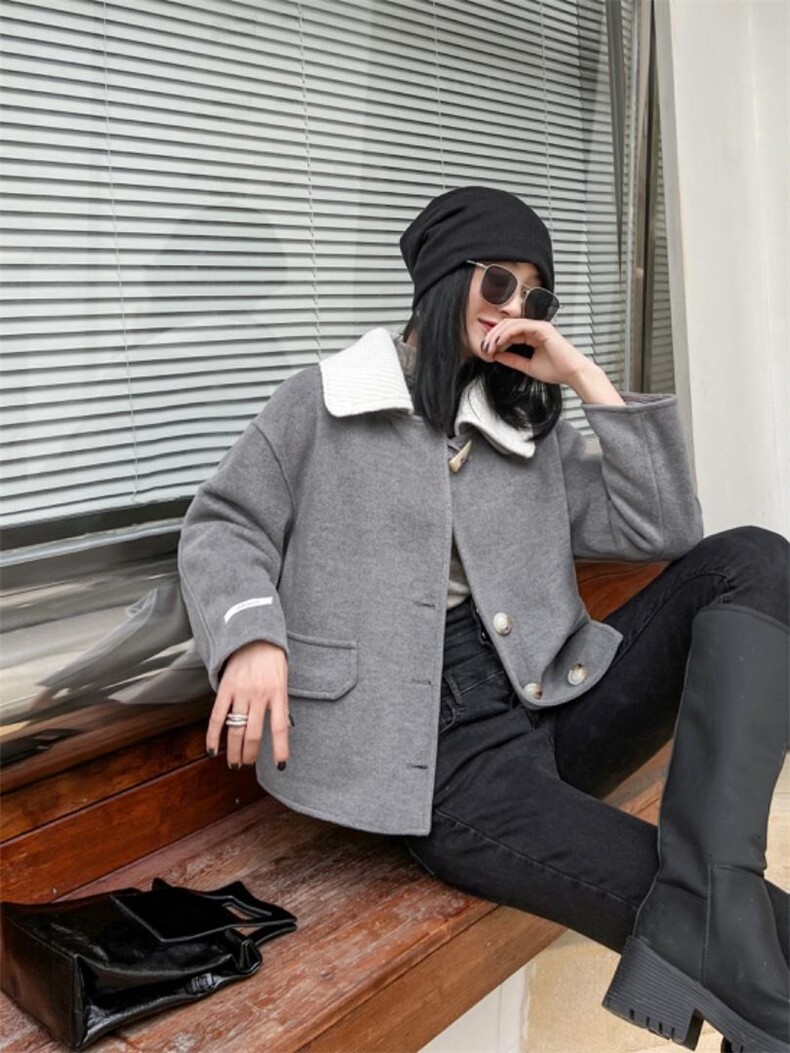 帶毛线领双面呢外套，其它，天使公主