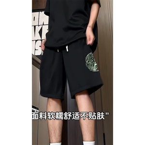 量大优 供视频 菠萝格套装刺绣短裤男大码M-5X DK27-特P25图片