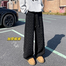 重磅加厚裤子男冬季新款港风潮牌宽松大码慵懒风阔腿拖地休闲棉裤，男装休闲裤，电商A001-1